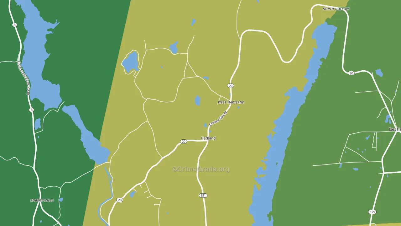 West Hartland, CT Map of Burglary Rates