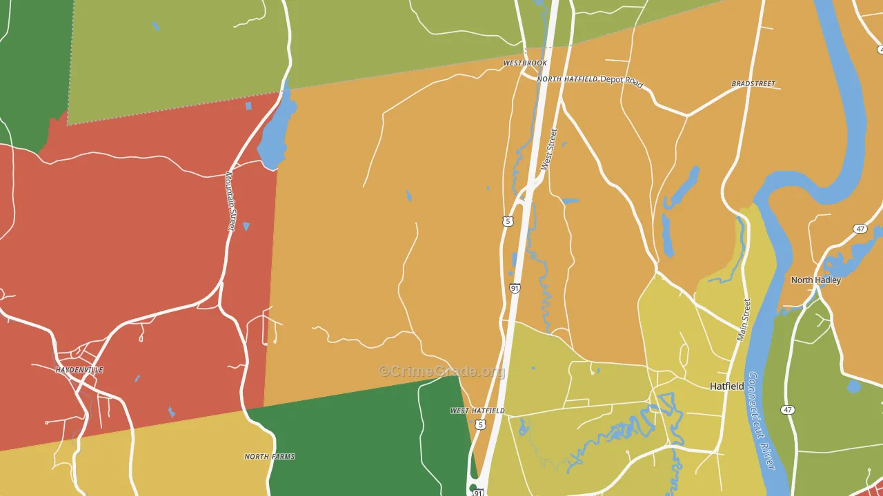 West Hatfield, MA Map of Burglary Rates
