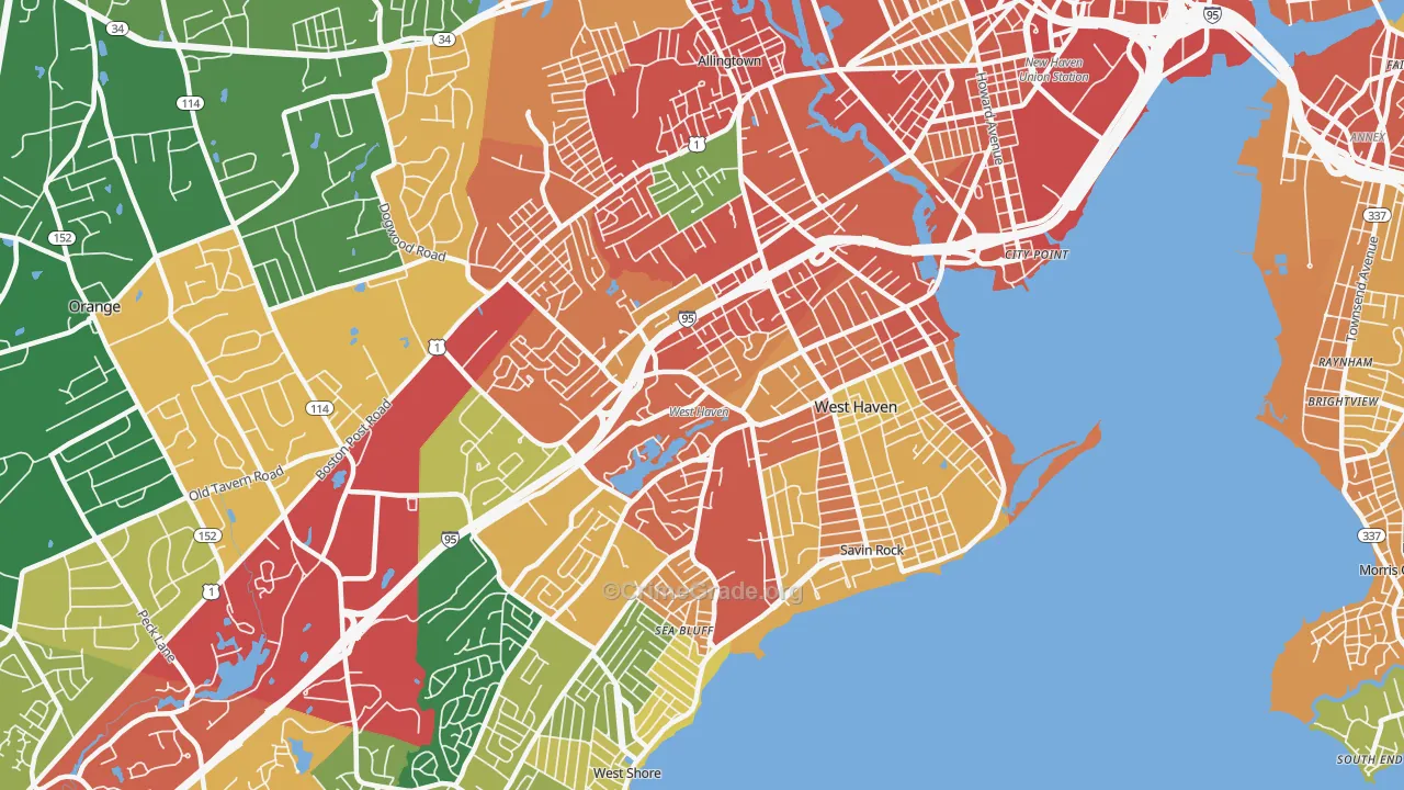 West Haven, CT Map of Burglary Rates