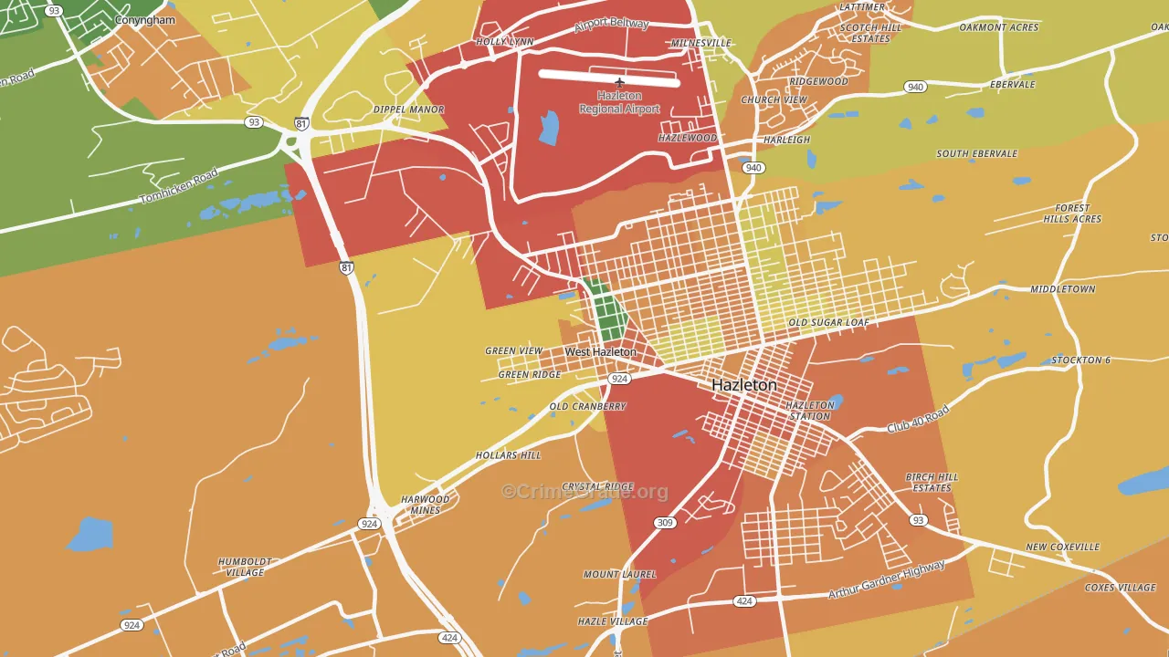 West Hazleton, PA Map of Burglary Rates