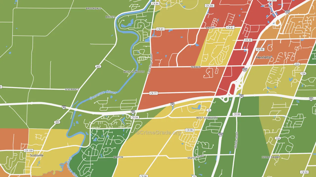 West Henrietta, NY Map of Burglary Rates