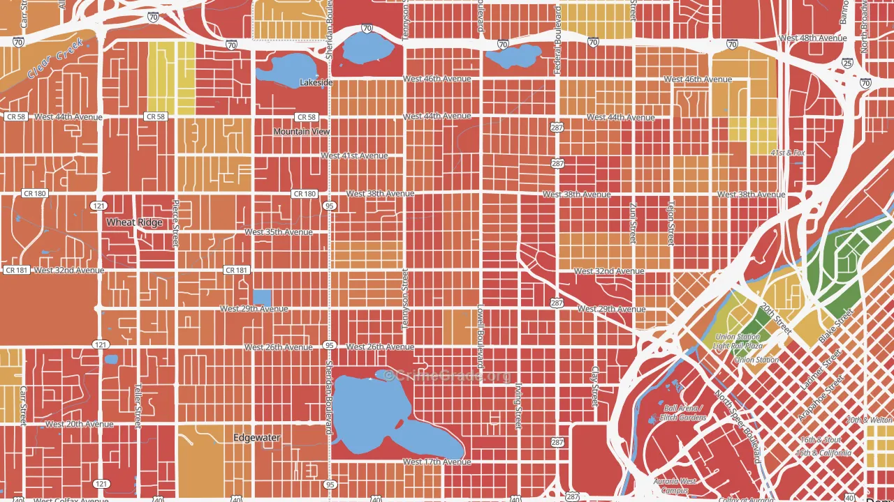 West Highland, Denver, CO Map of Burglary Rates