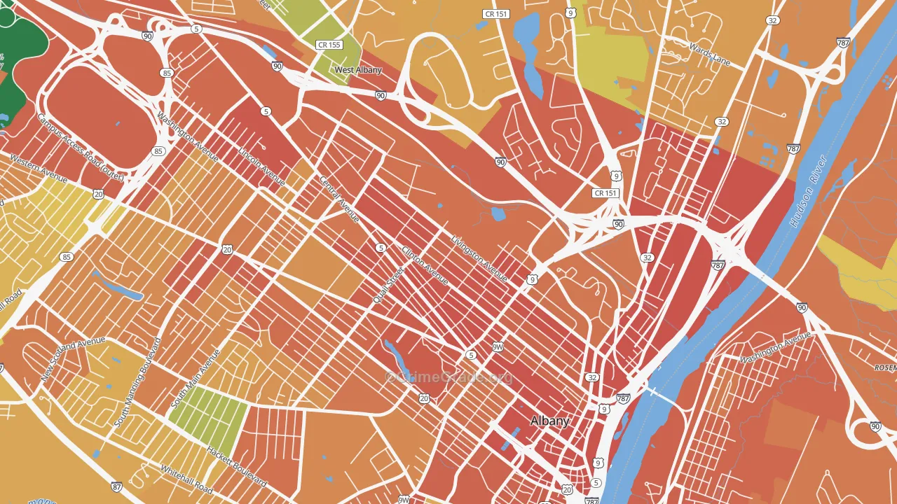 West Hill, Albany, NY Map of Burglary Rates