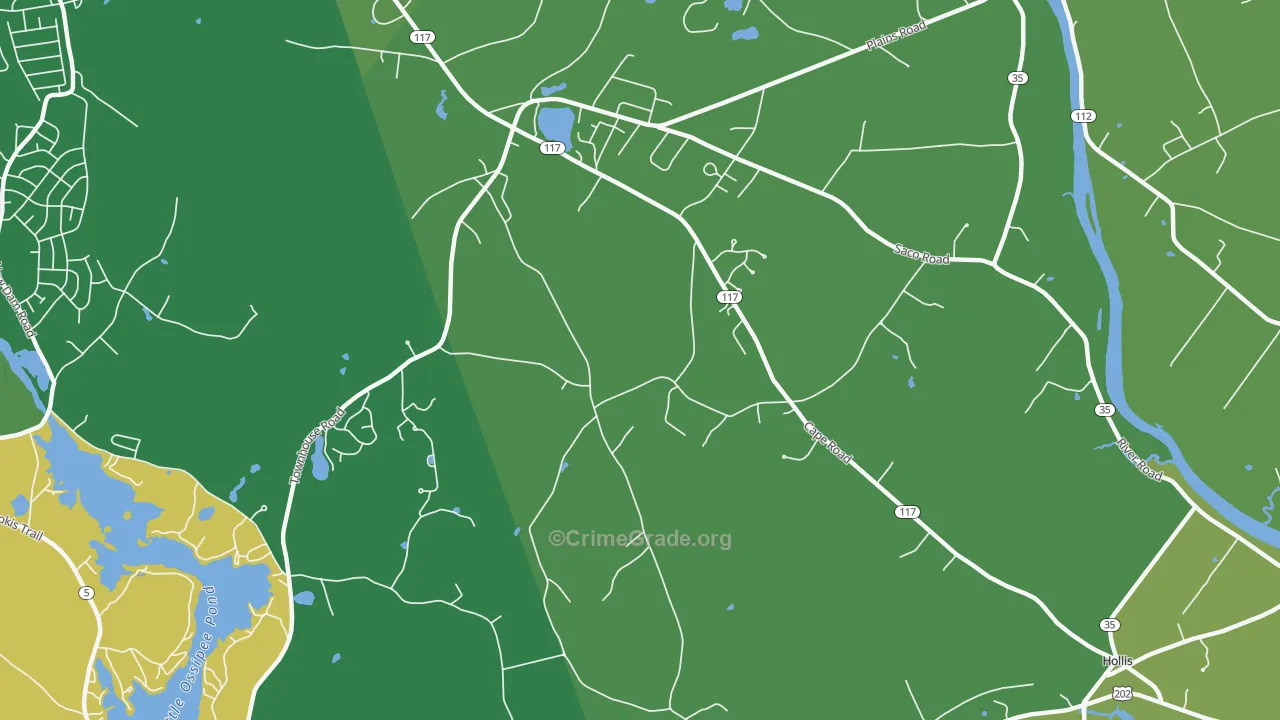West Hollis, ME Map of Burglary Rates