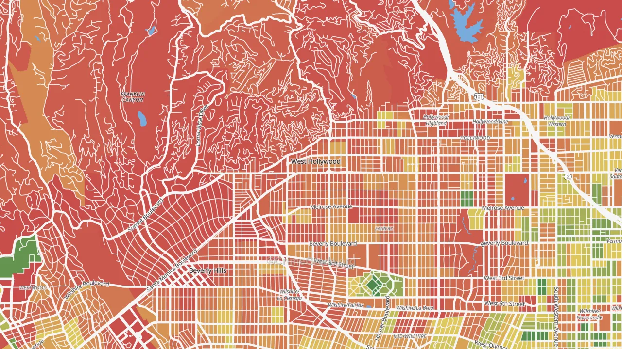 West Hollywood, CA Map of Burglary Rates
