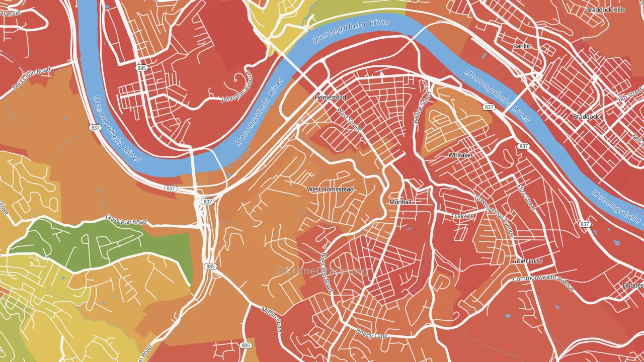 West Homestead, PA Map of Burglary Rates