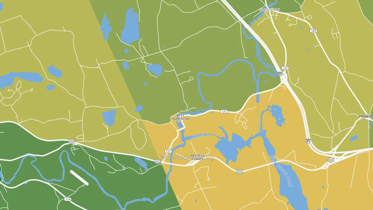 West Hopkinton, NH Map of Burglary Rates