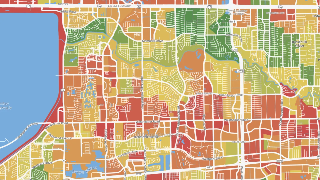 West Houston, Houston, TX Map of Burglary Rates