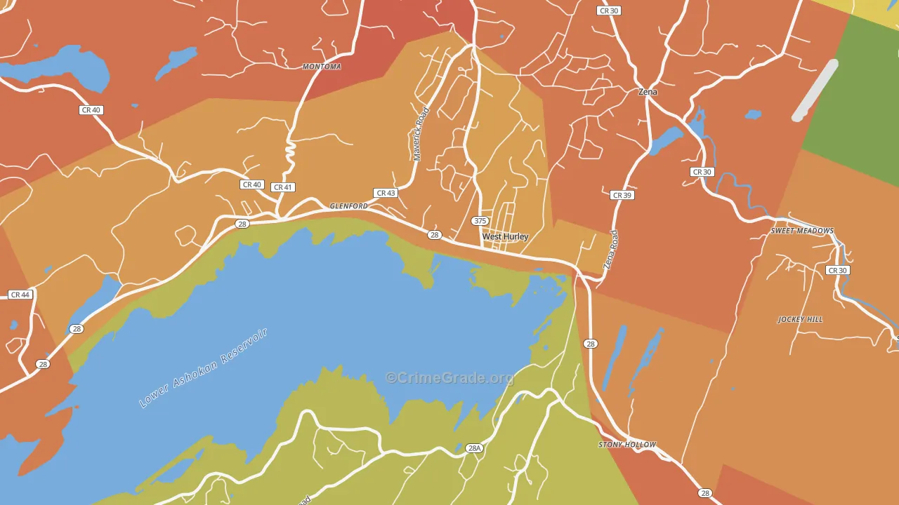 West Hurley, NY Map of Burglary Rates