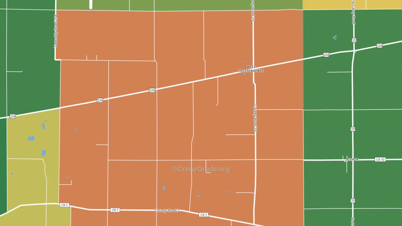 West Independence, OH Map of Burglary Rates