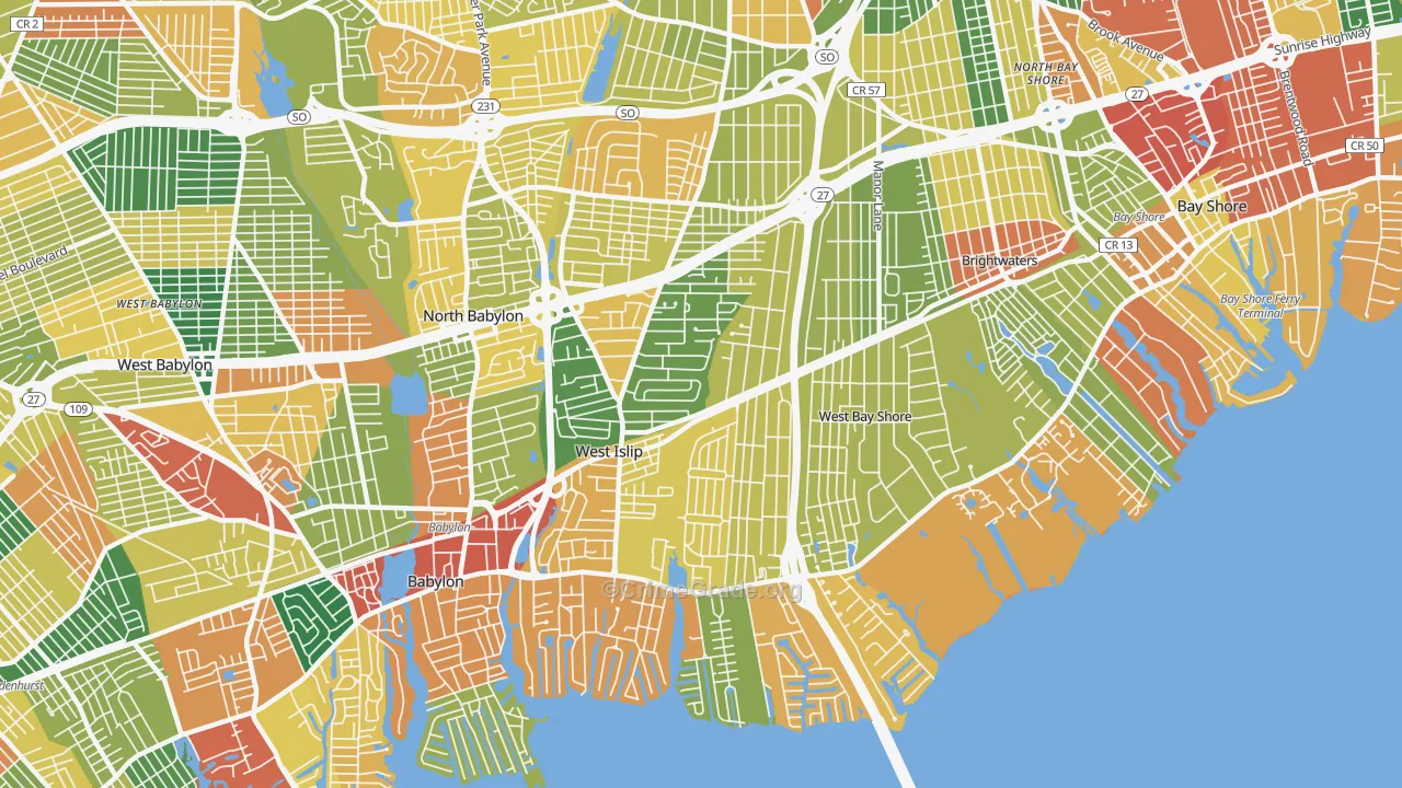 West Islip, NY Map of Burglary Rates