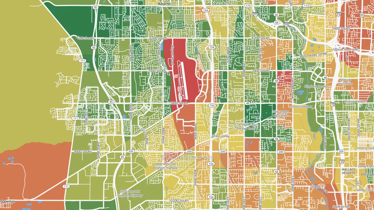 West Jordan, UT Map of Burglary Rates