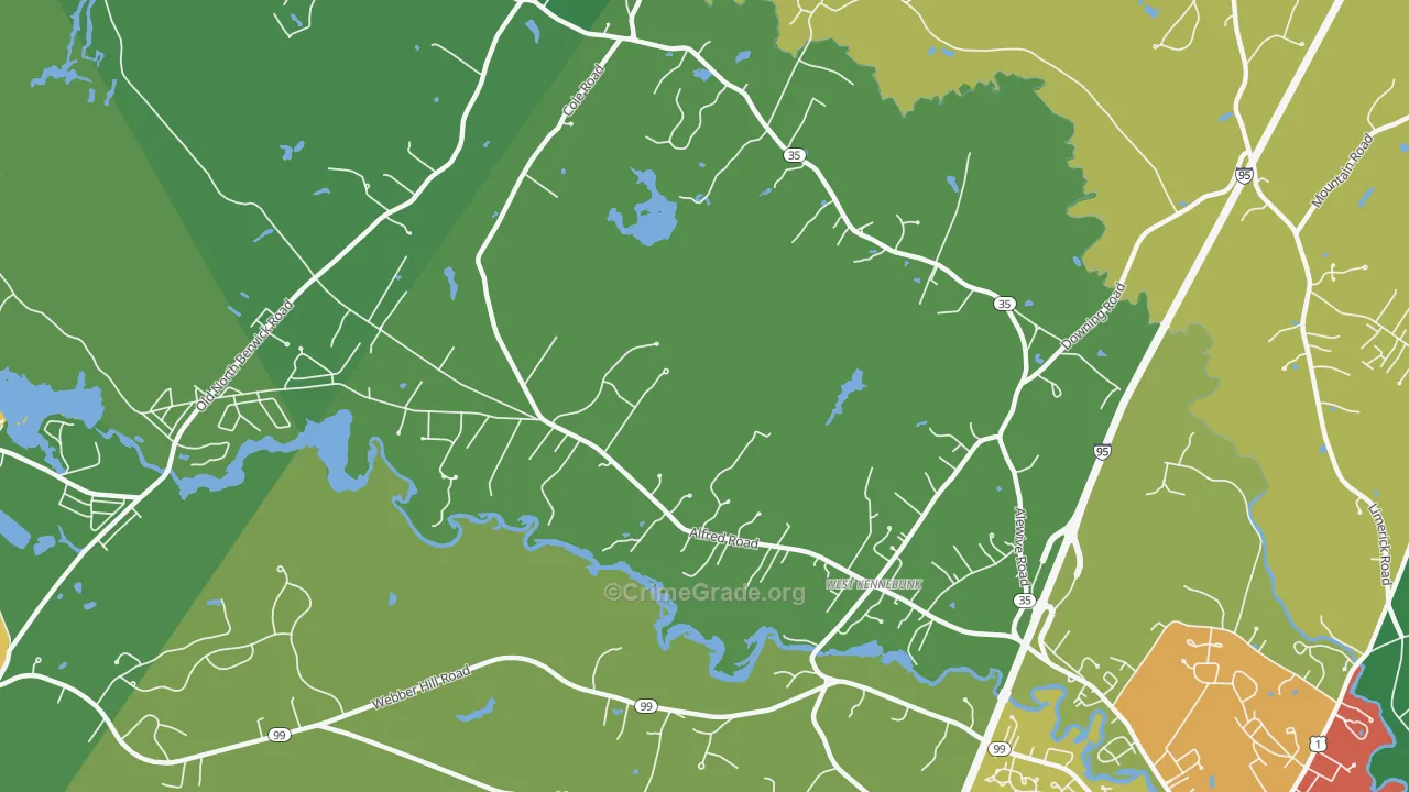 West Kennebunk, ME Map of Burglary Rates