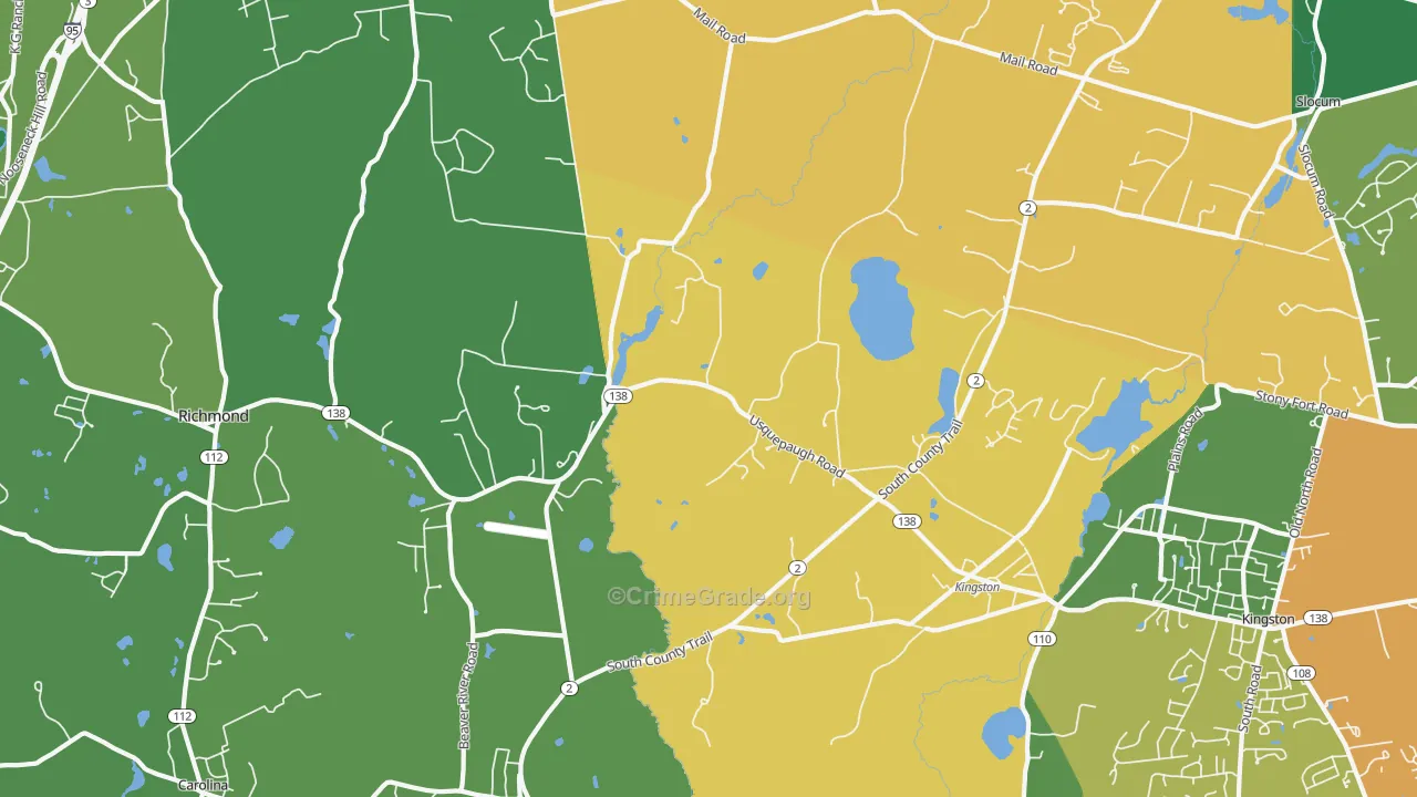 West Kingston, RI Map of Burglary Rates
