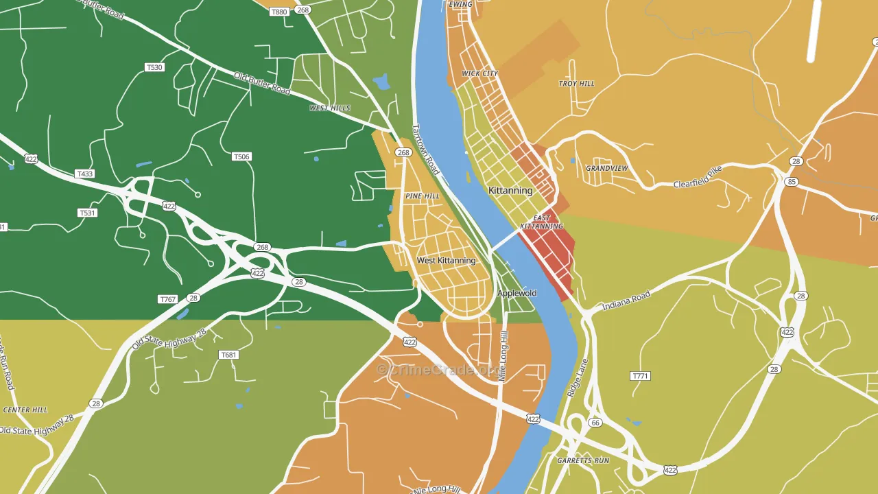 West Kittanning, PA Map of Burglary Rates