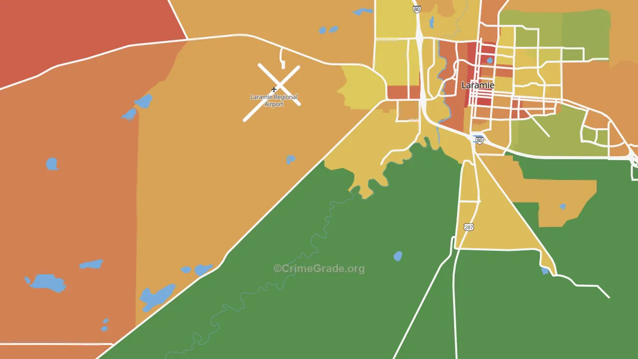 West Laramie, WY Map of Burglary Rates