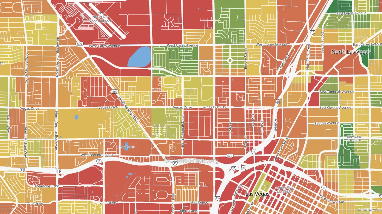 West Las Vegas, Las Vegas, NV Map of Burglary Rates