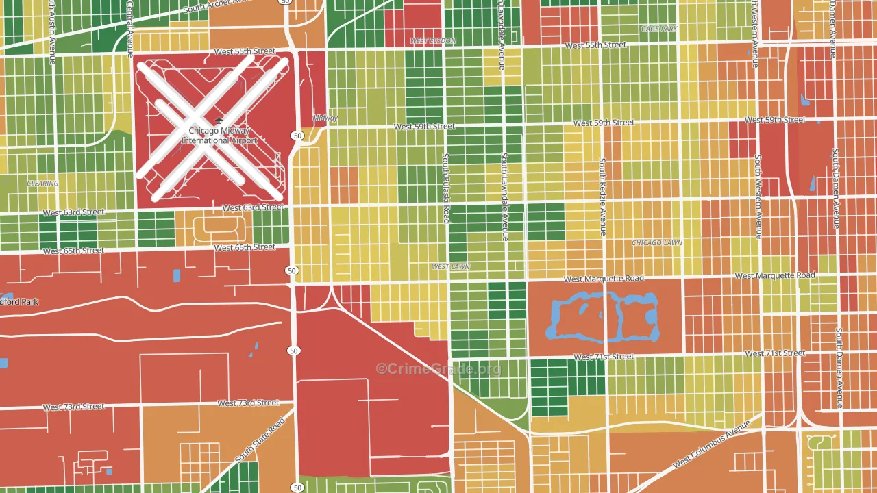 West Lawn, Chicago, IL Map of Burglary Rates