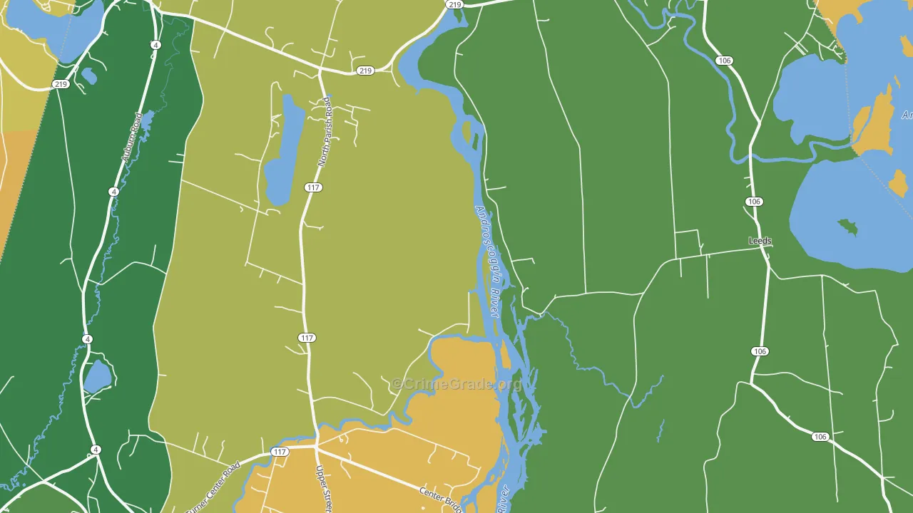 West Leeds, ME Map of Burglary Rates