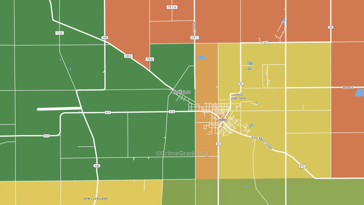 West Leipsic, OH Map of Burglary Rates
