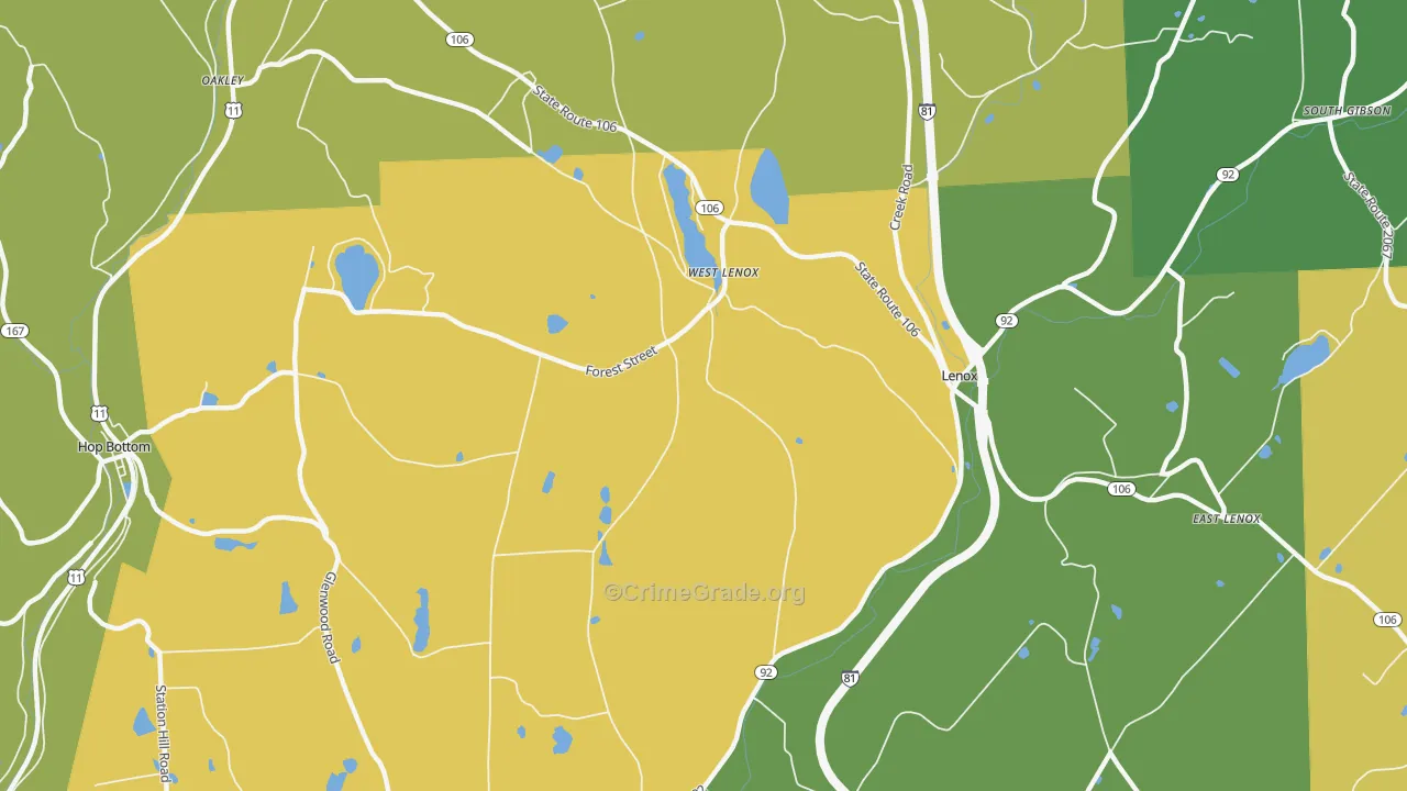 West Lenox, PA Map of Burglary Rates