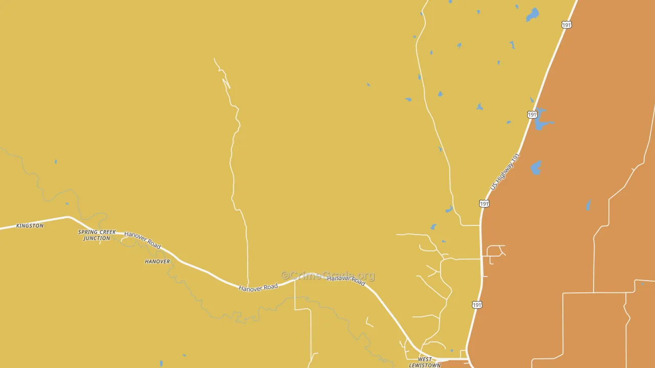 West Lewistown, MT Map of Burglary Rates