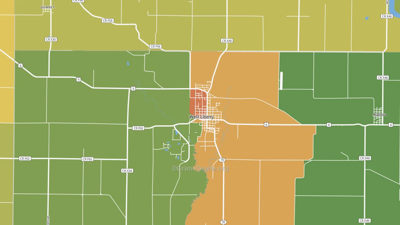 West Liberty, IA Map of Burglary Rates