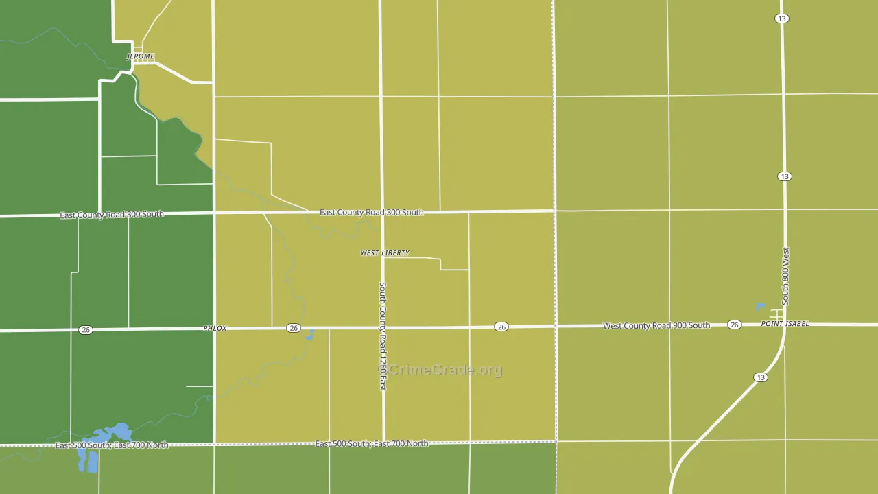 West Liberty, IN Map of Burglary Rates