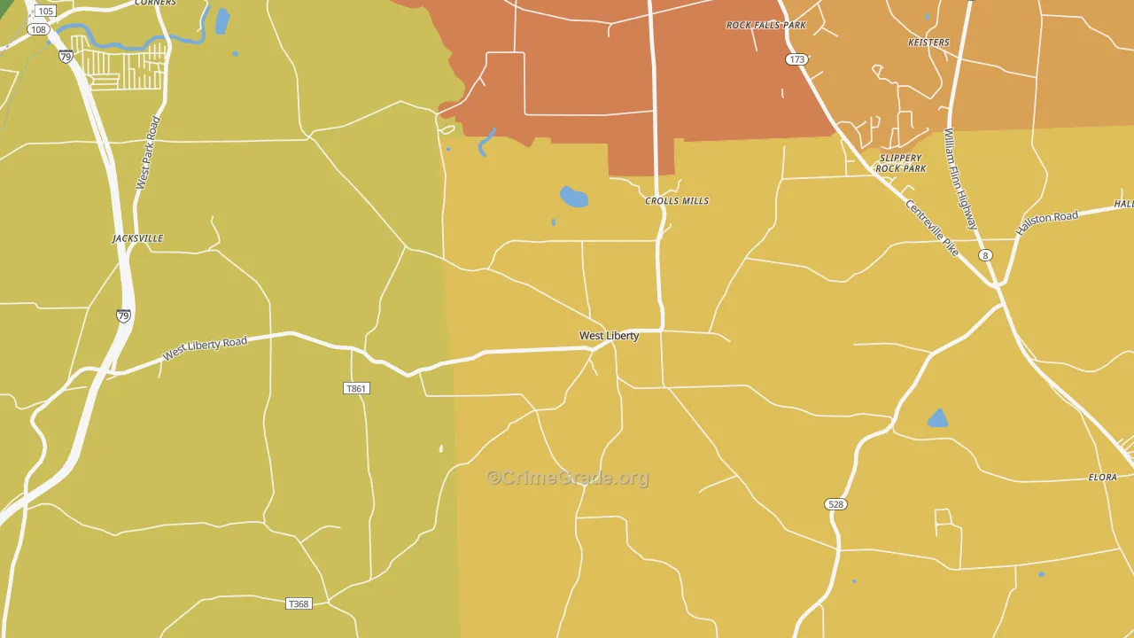 West Liberty, PA Map of Burglary Rates