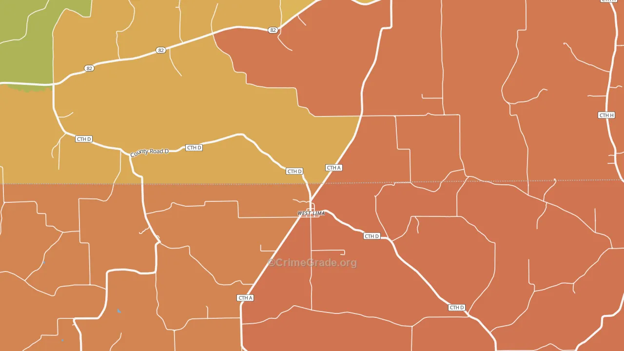West Lima, WI Map of Burglary Rates
