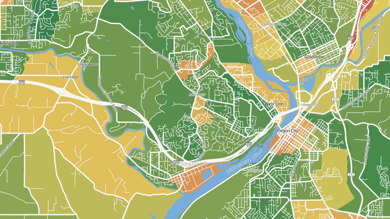 West Linn, OR Map of Burglary Rates