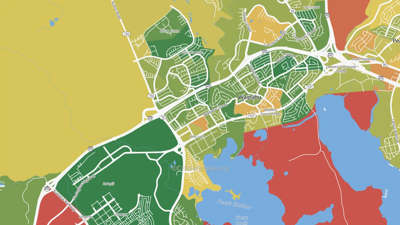 West Loch, Waipahu, HI Map of Burglary Rates