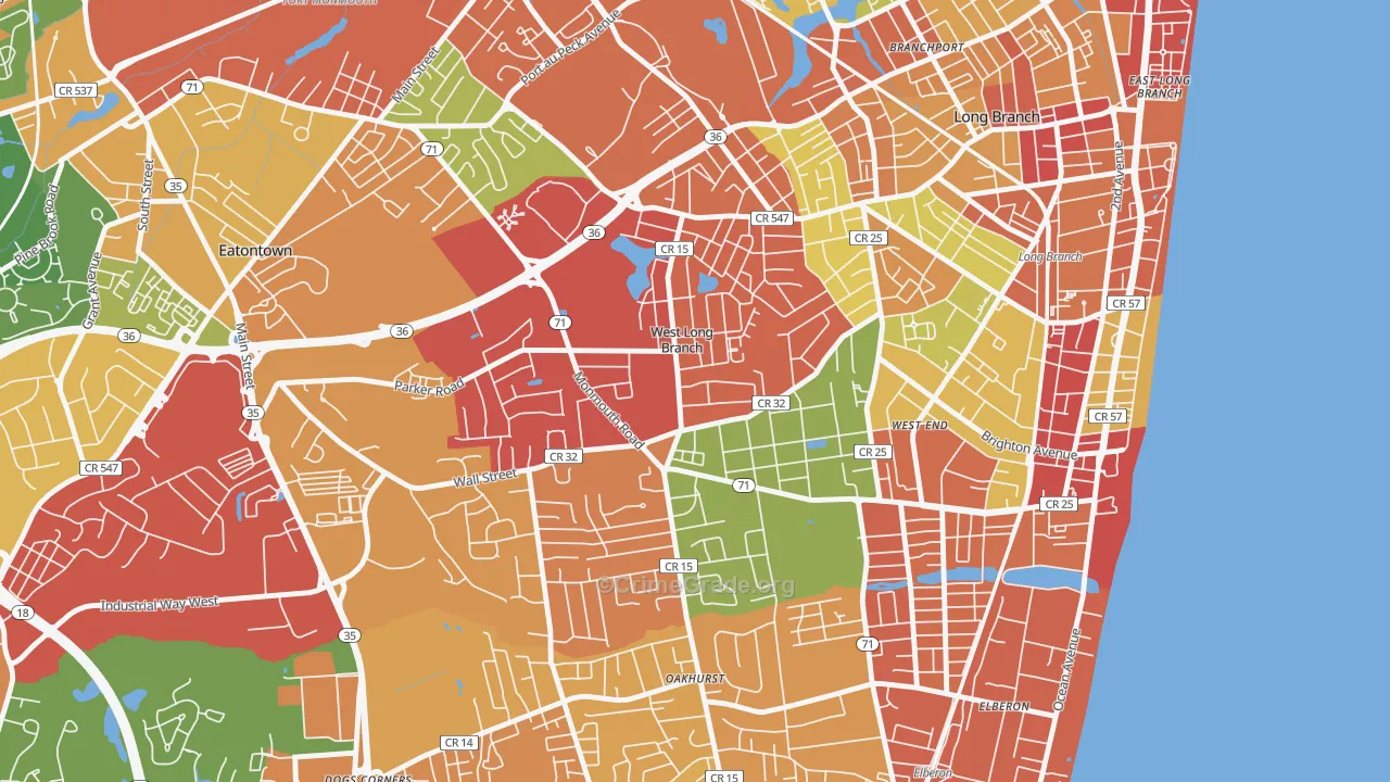 West Long Branch, NJ Map of Burglary Rates