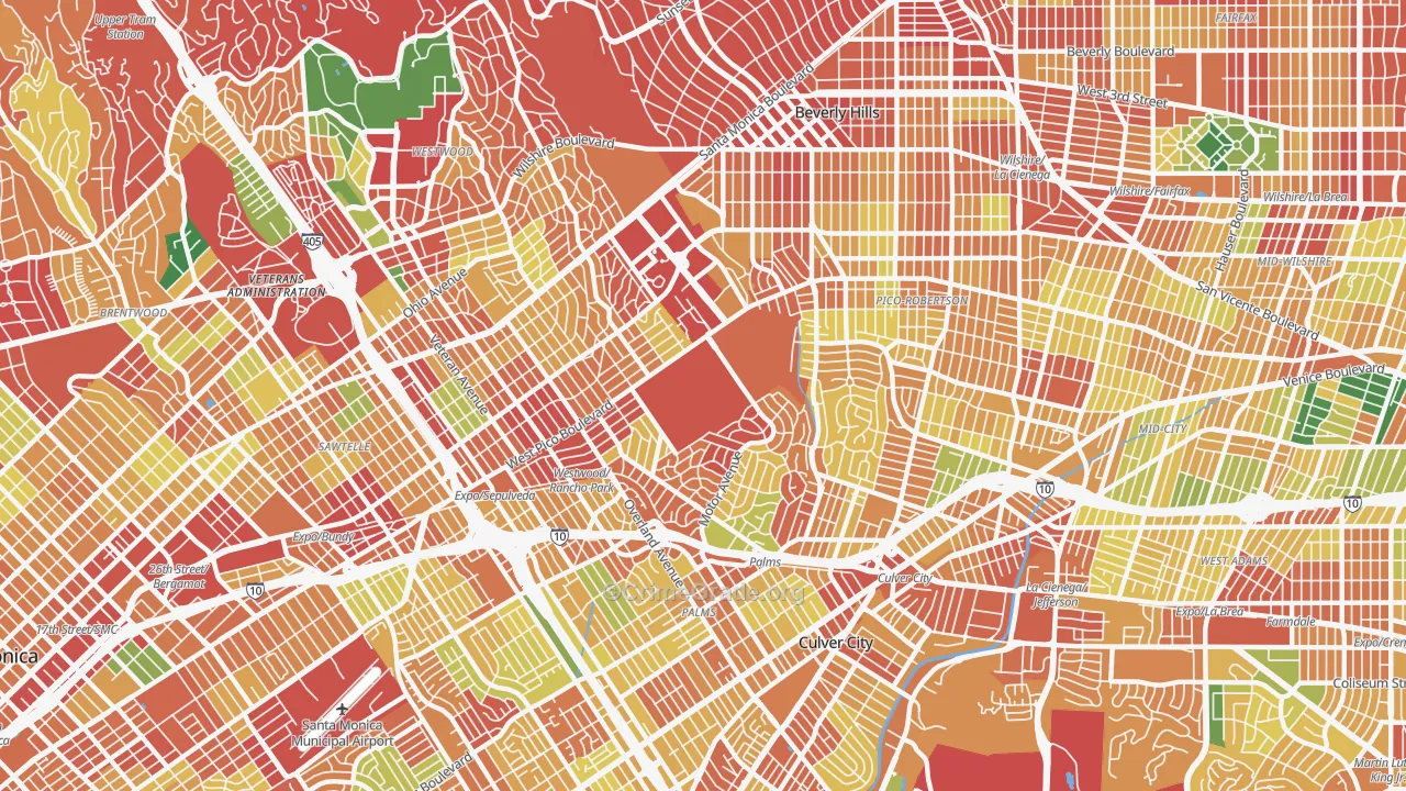 West Los Angeles, Los Angeles, CA Map of Burglary Rates