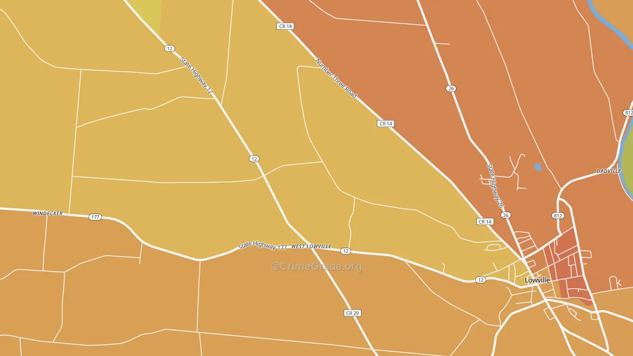 West Lowville, NY Map of Burglary Rates