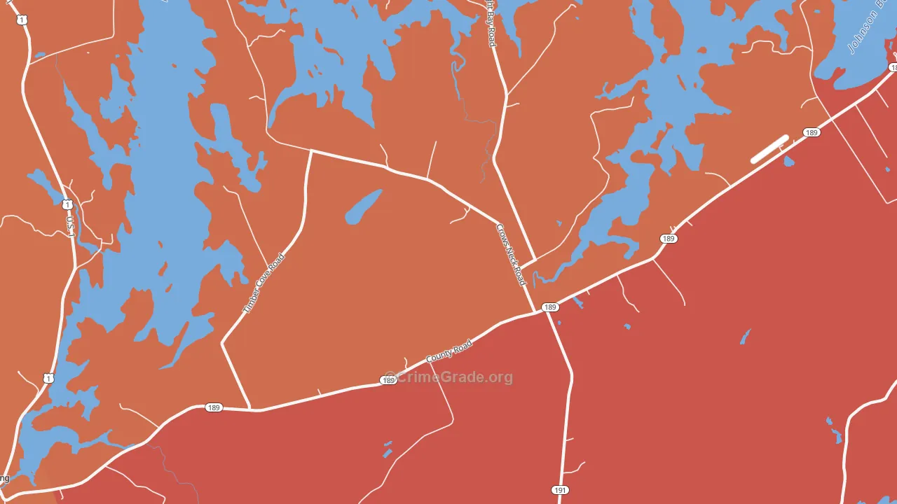 West Lubec, ME Map of Burglary Rates