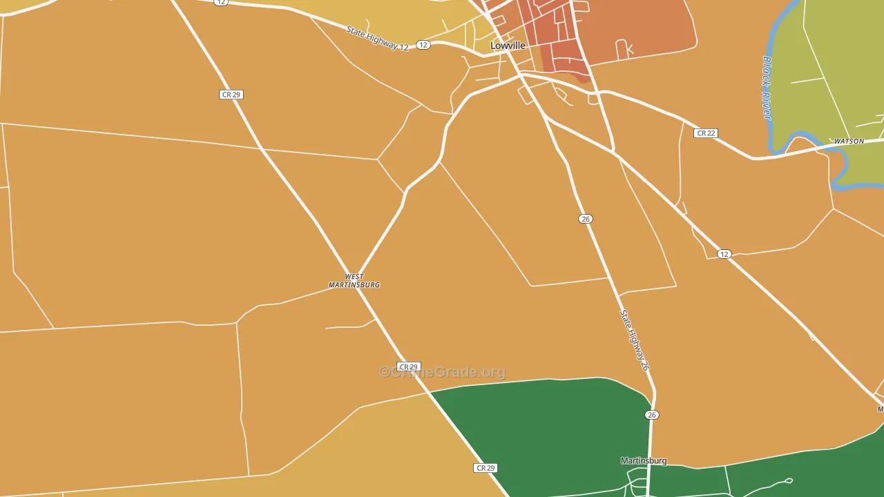 West Martinsburg, NY Map of Burglary Rates