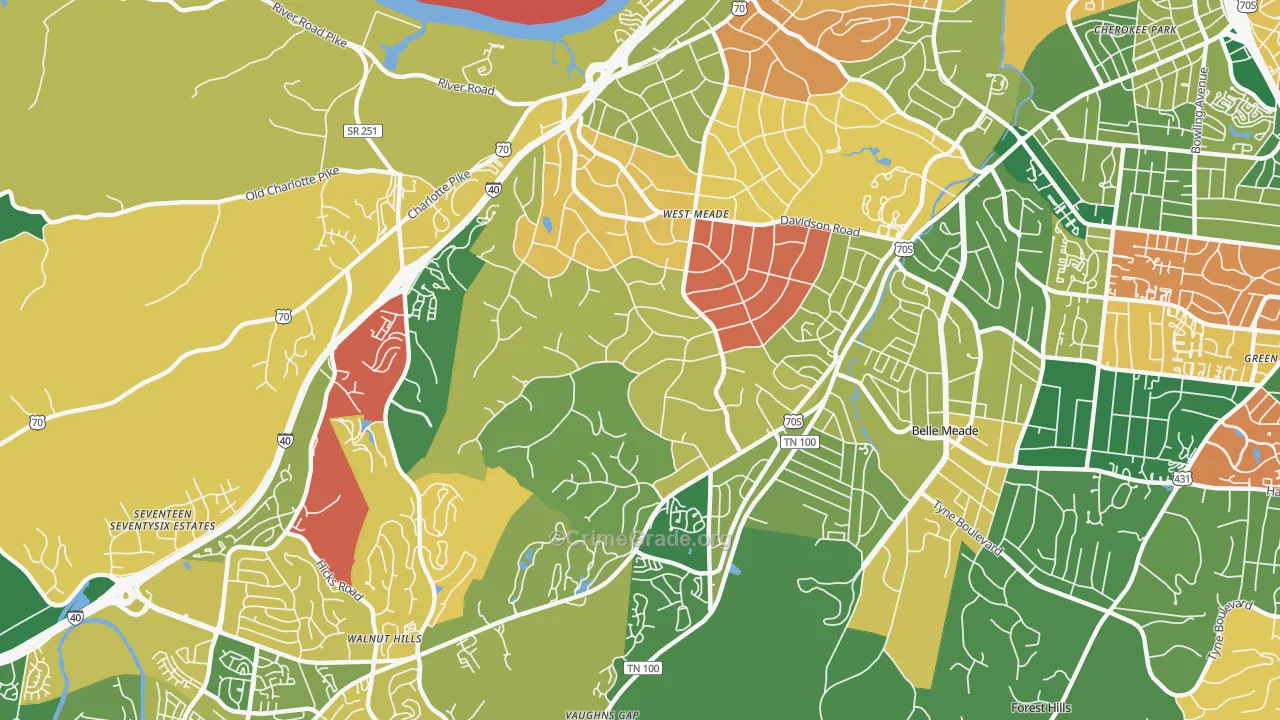 West Meade, Nashville, TN Map of Burglary Rates
