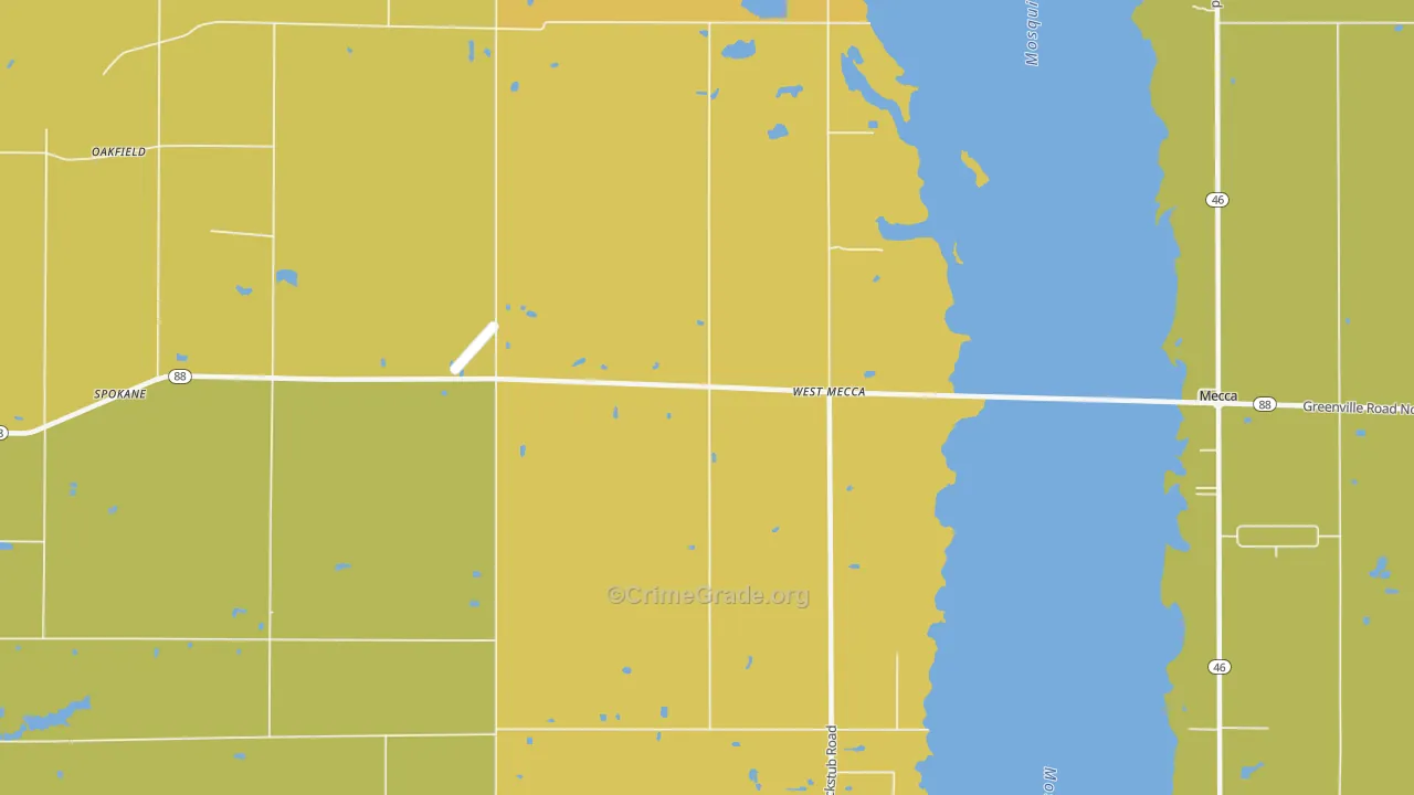 West Mecca, OH Map of Burglary Rates