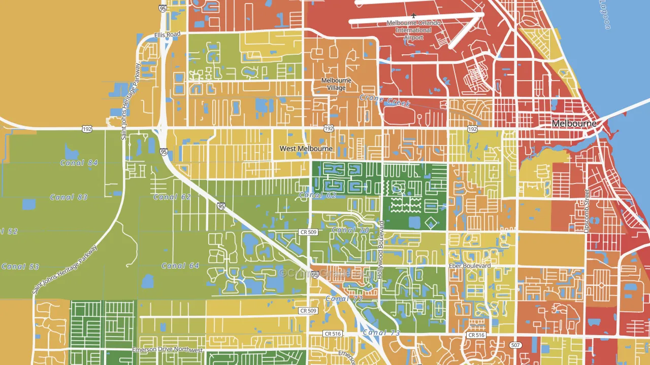 West Melbourne, FL Map of Burglary Rates