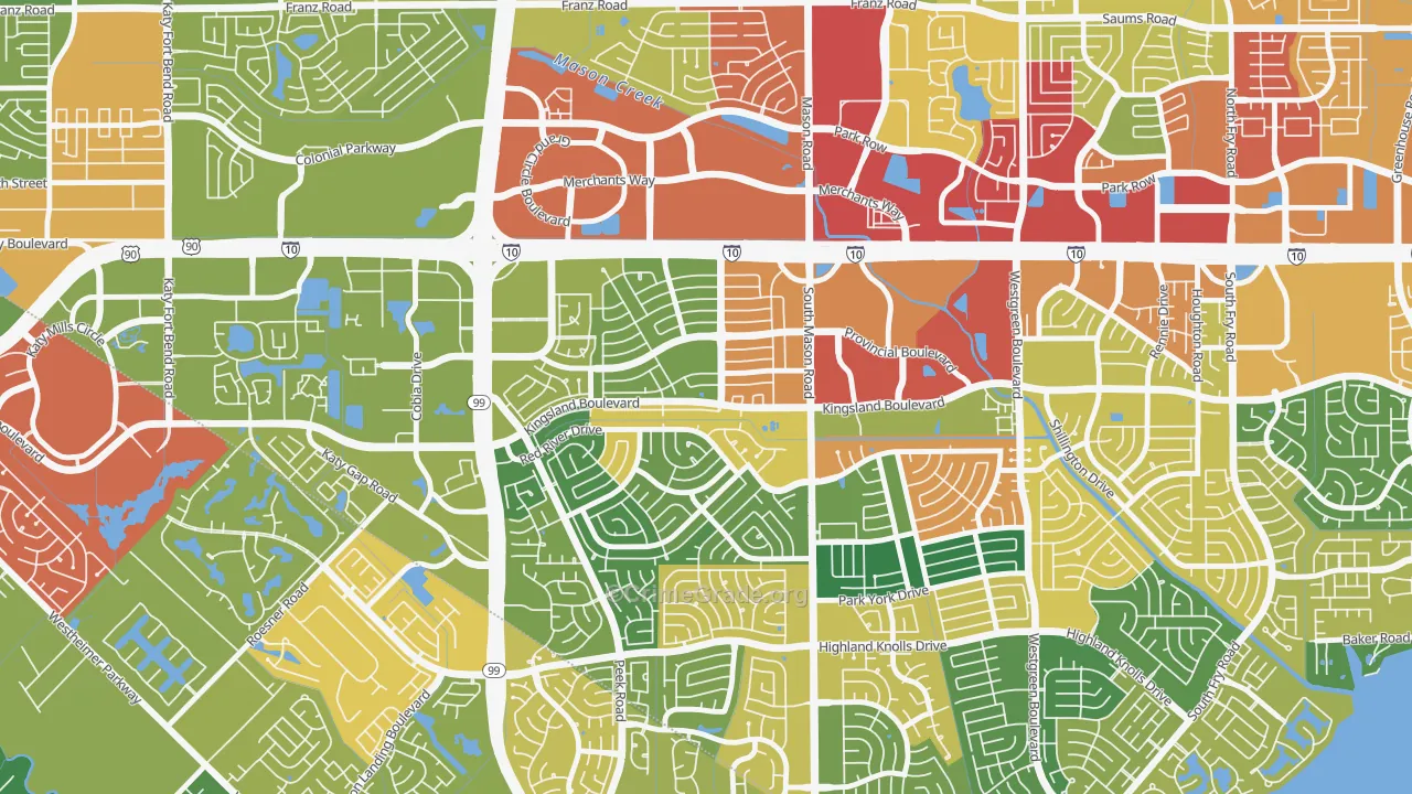 West Memorial, Katy, TX Map of Burglary Rates