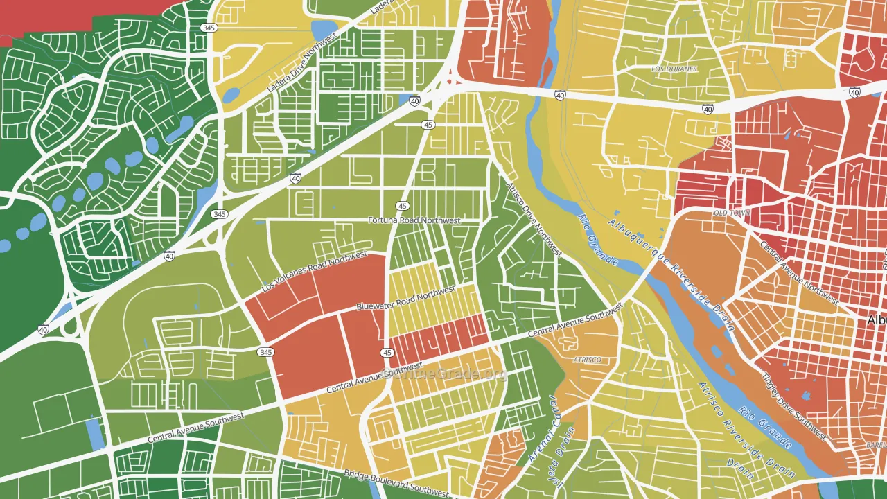 West Mesa, Albuquerque, NM Map of Burglary Rates