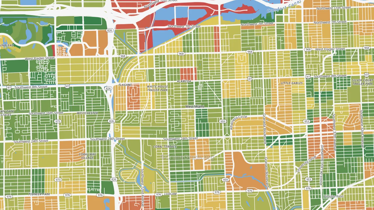 West Miami, FL Map of Burglary Rates