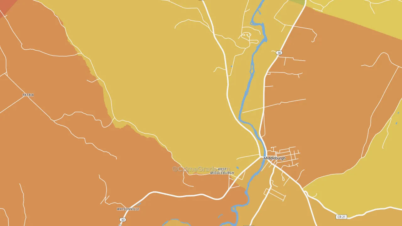 West Middleburgh, NY Map of Burglary Rates
