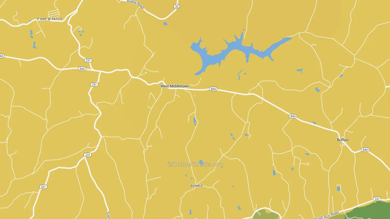 West Middletown, PA Map of Burglary Rates