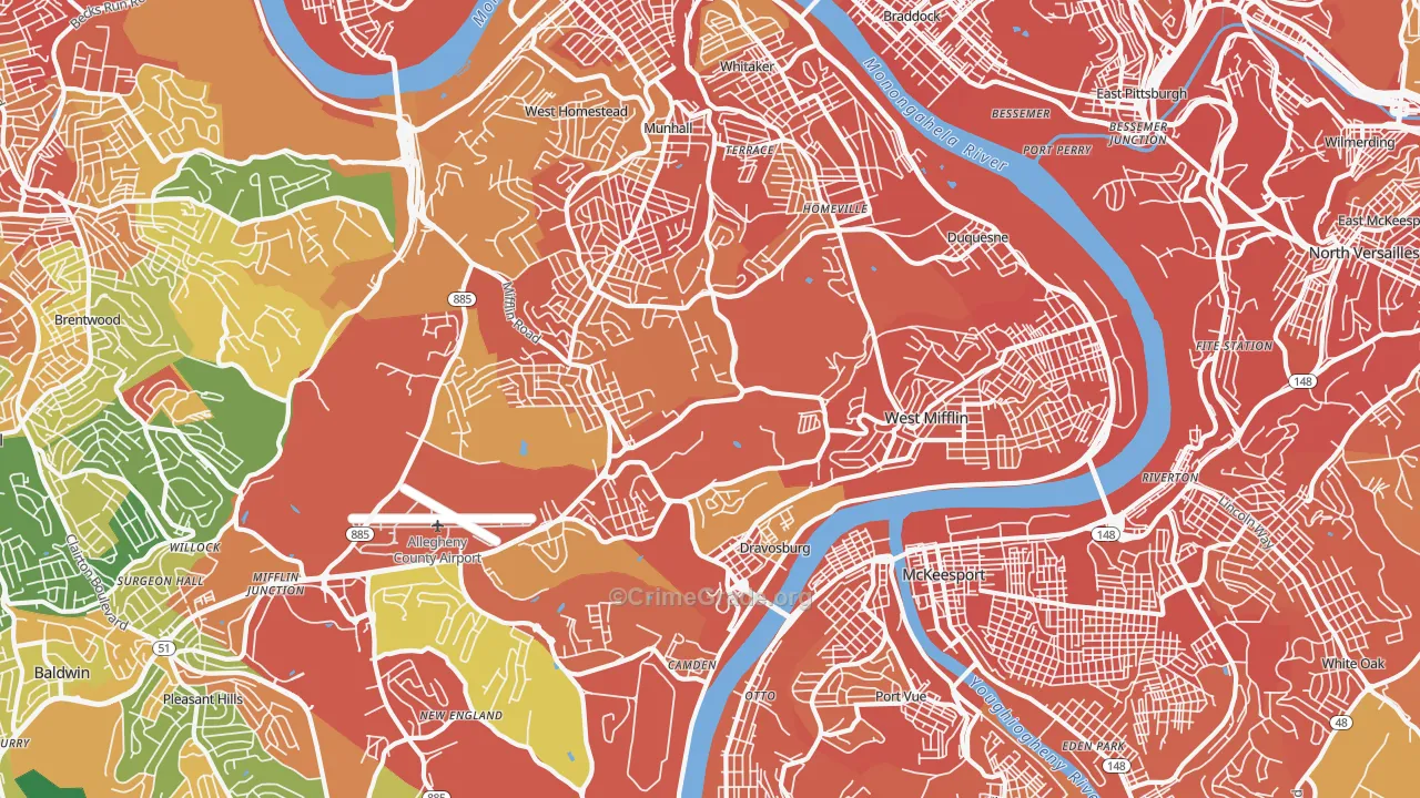 West Mifflin, PA Map of Burglary Rates