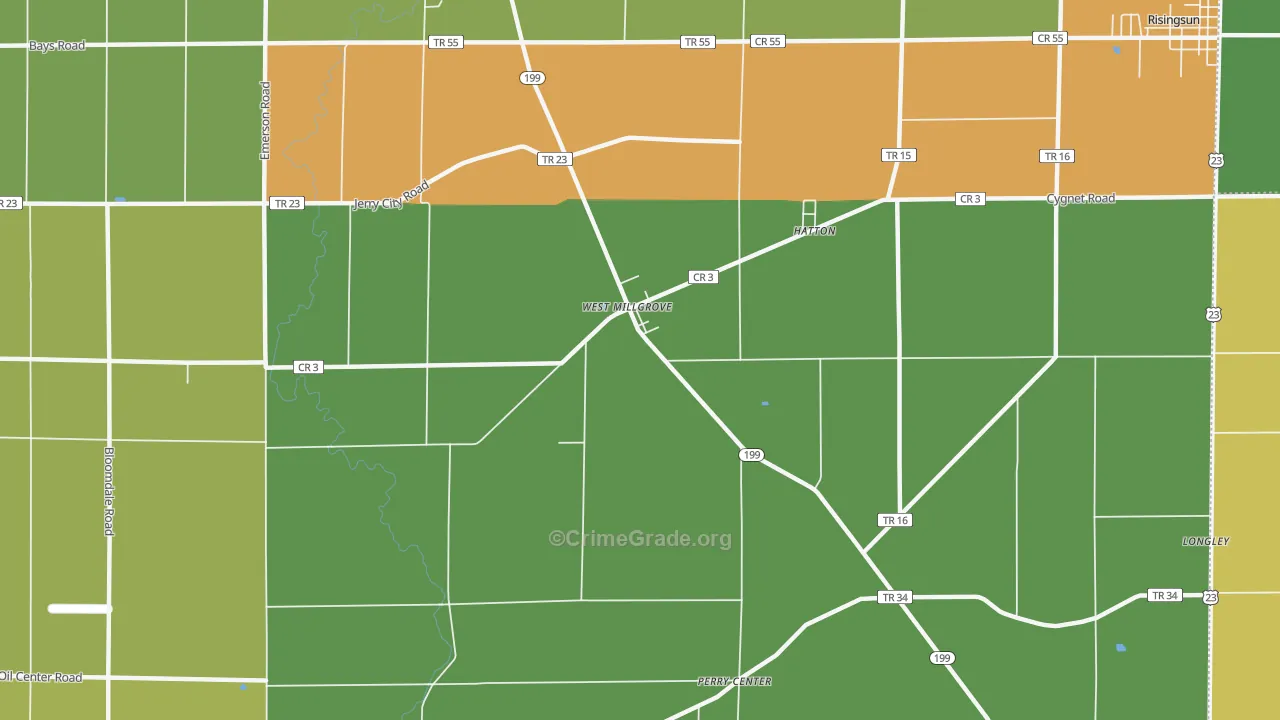 West Millgrove, OH Map of Burglary Rates