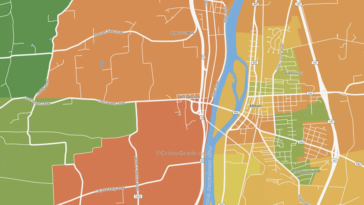 West Milton, PA Map of Burglary Rates