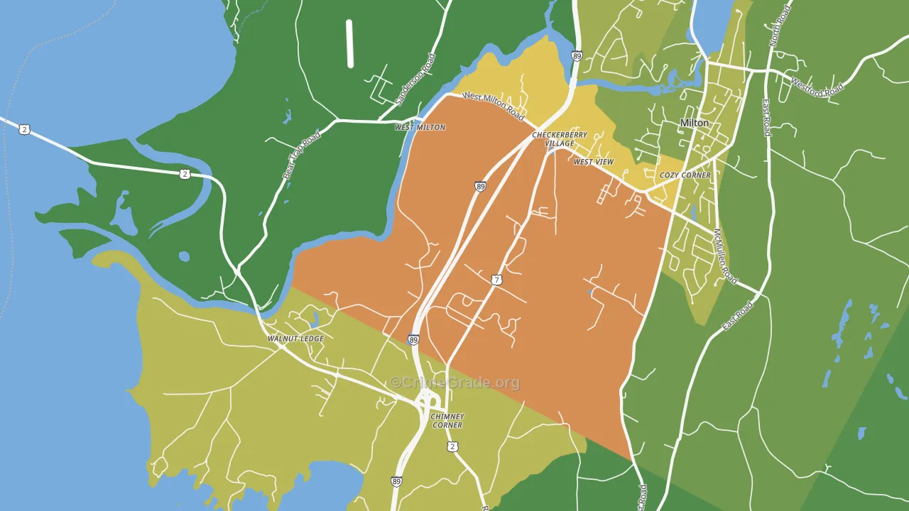 West Milton, VT Map of Burglary Rates