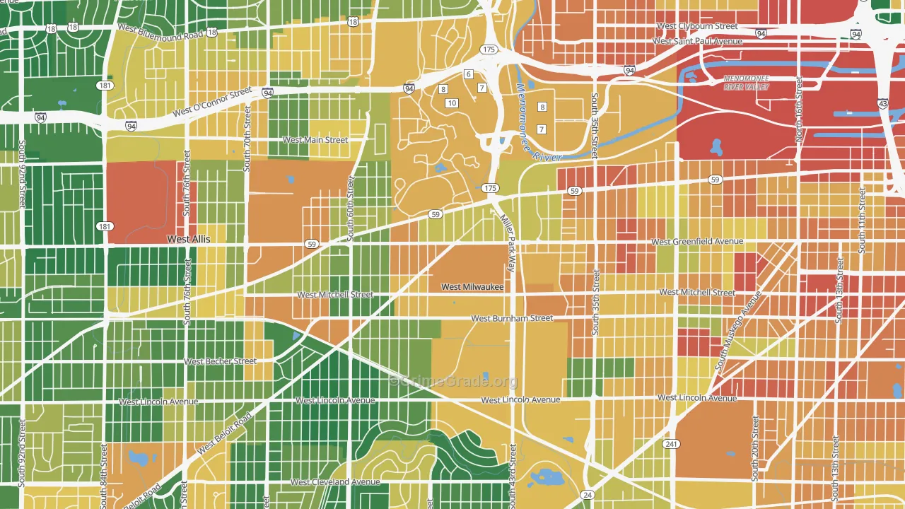 West Milwaukee, WI Map of Burglary Rates